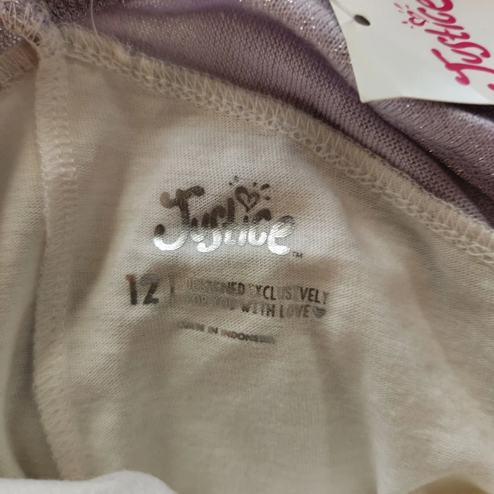 Justice Girls Size 12 Top Long Sleeve Paris Eiffel Tower Hearts Sequined  New‎